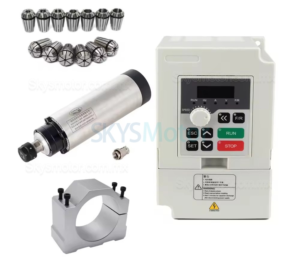 Kit de motor de husillo refrigerado por aire 2,2kW, 110V/220V, 80-2.2KW-ER20 + H100-2.2, con variadores de frecuencia (VFD) y 13 pinzas ER20